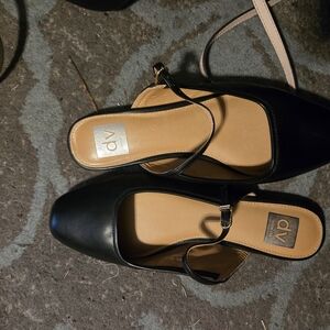 DV by Dolce Vita Black Square-Toe Slingback Mules